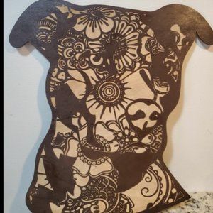 Laser Engraved Pitbull with Floppy Ears Home Decor